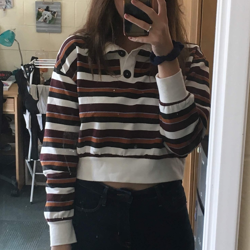 Cropped Striped Sweatshirt